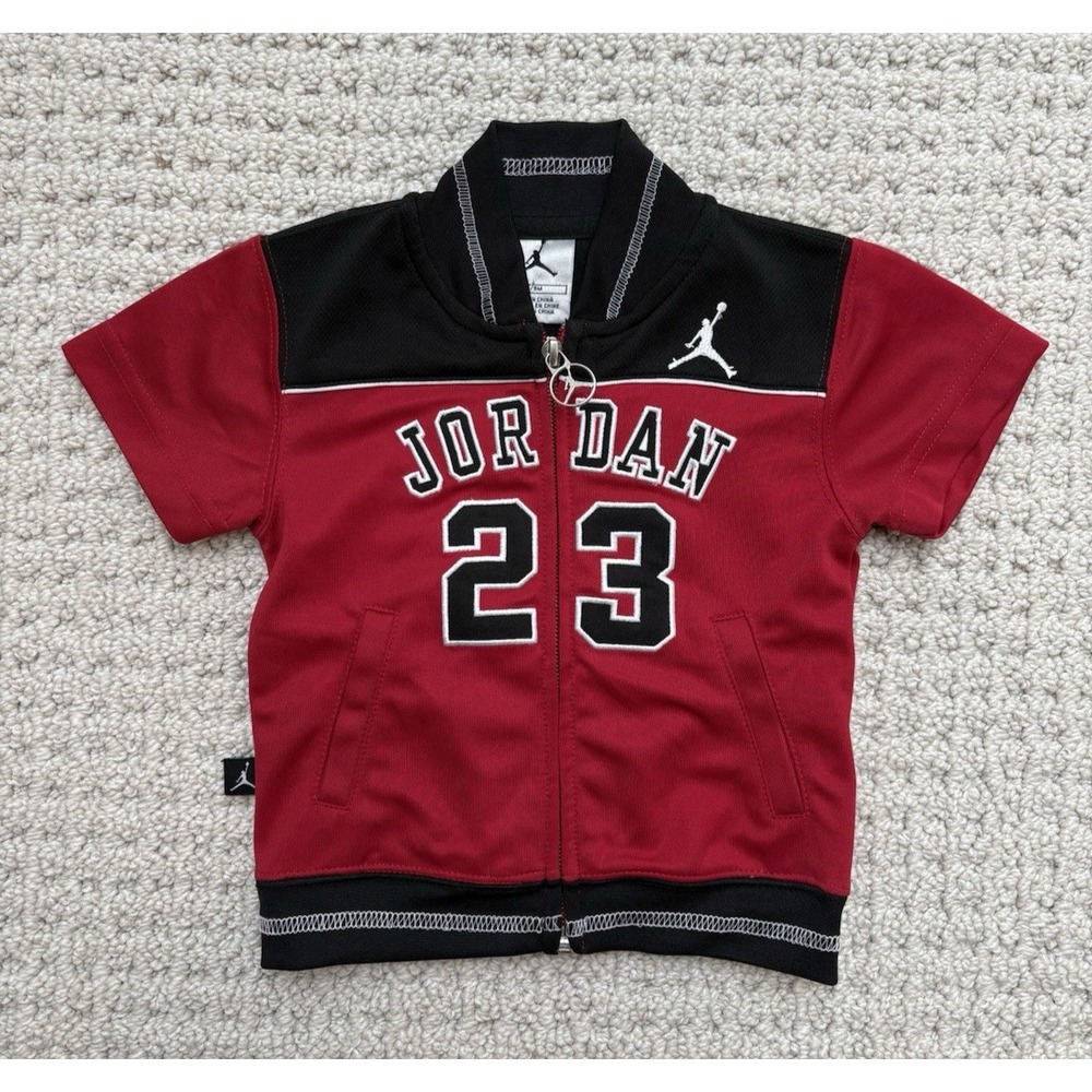 Nike Air Jordan Chicago Bulls #23 Infant Jersey Front Zipper Pockets Sz 6-9 M